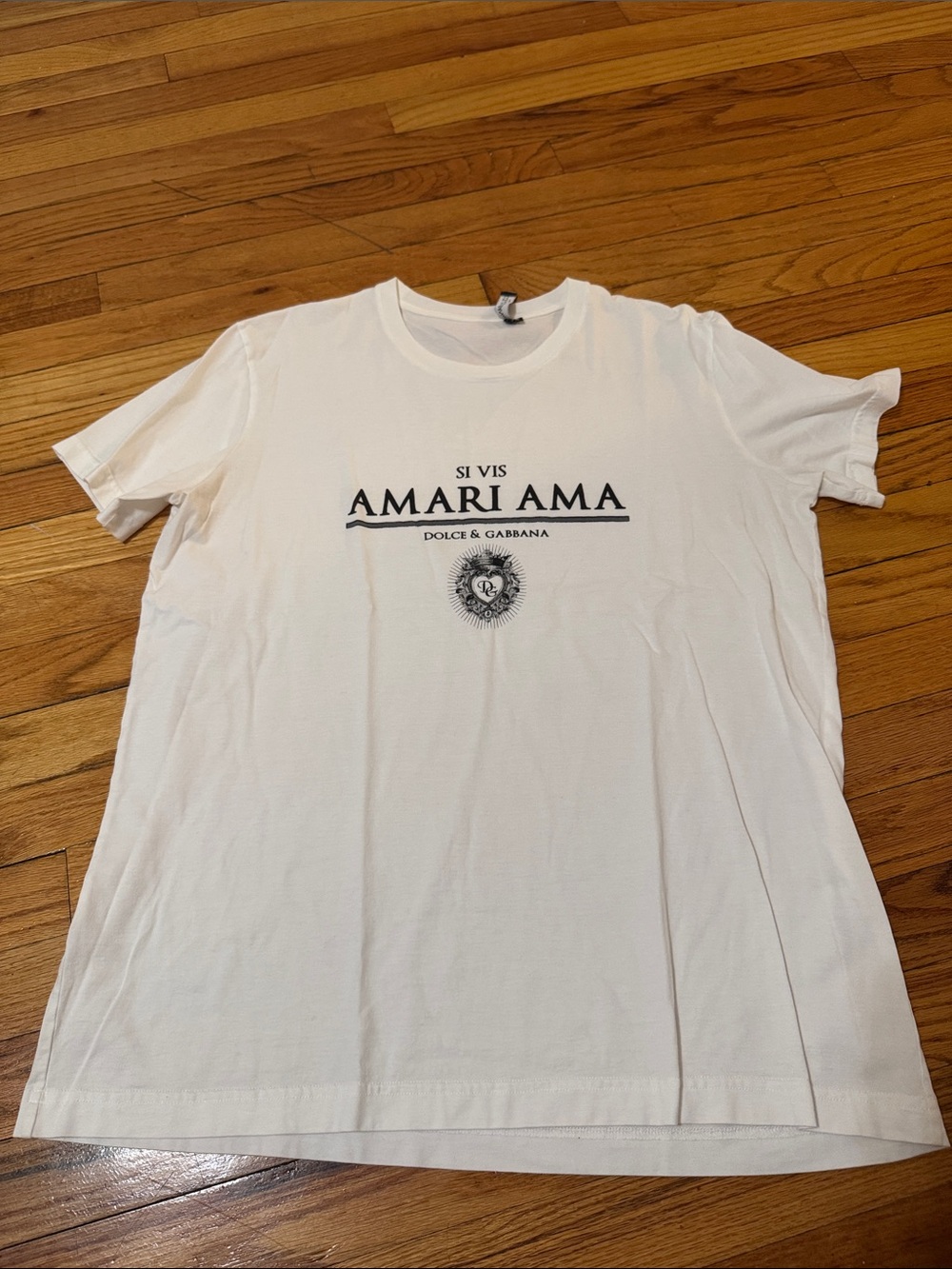 Dolce & Gabbana White Short-Sleeve 'Si Vis Amari Ama' Graphic Tee
